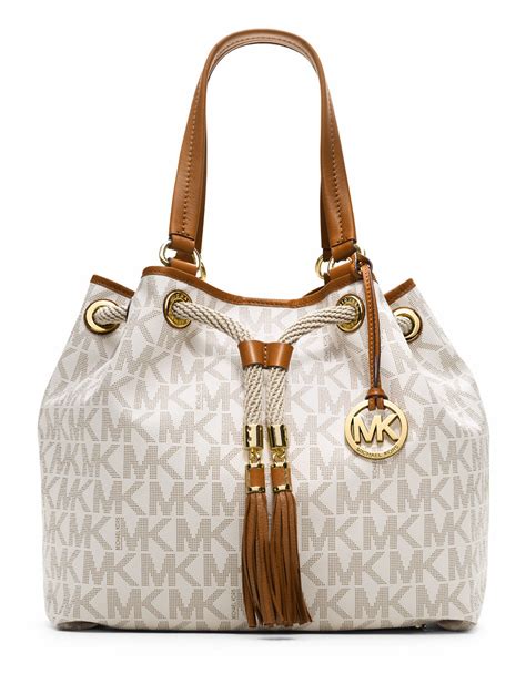 michael kors white logo tote|michael kors large monogram tote.